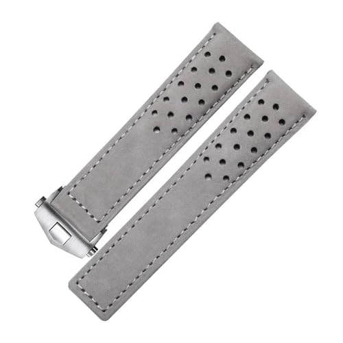 MBUIOPJ Echtes Lederarmband kompatibel mit TAG Heuer Herrenuhrarmband mit Faltschließe Grau Schwarz Braun Rindsleder(Gray silver,20mm) von MBUIOPJ
