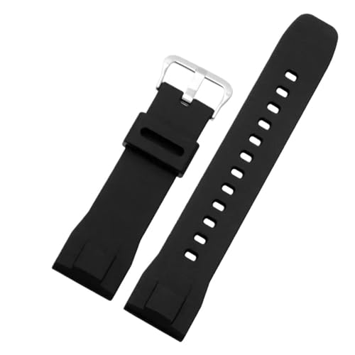 MBUIOPJ Gummi-Armband kompatibel mit Casio PRG-650 PRW-6600 PRG600 PROTREK Mountaineering Series Uhrenarmband Schwarz Blau 24 mm(Black silver clasp) von MBUIOPJ