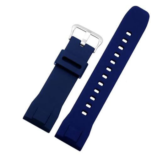 MBUIOPJ Gummi-Armband kompatibel mit Casio PRG-650 PRW-6600 PRG600 PROTREK Mountaineering Series Uhrenarmband Schwarz Blau 24 mm(Blue silver clasp) von MBUIOPJ