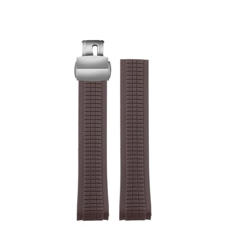 MBUIOPJ Hochwertiges Uhrenarmband aus weichem Gummi, kompatibel mit Patek Philippe Silikon 5164A 5167A 5168A 21 mm Faltschließe-Uhrenarmbändern(Brown silver) von MBUIOPJ