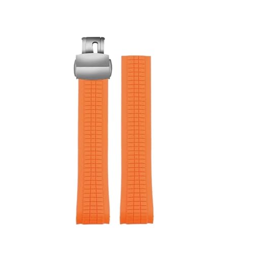 MBUIOPJ Hochwertiges Uhrenarmband aus weichem Gummi, kompatibel mit Patek Philippe Silikon 5164A 5167A 5168A 21 mm Faltschließe-Uhrenarmbändern(Orange silver) von MBUIOPJ