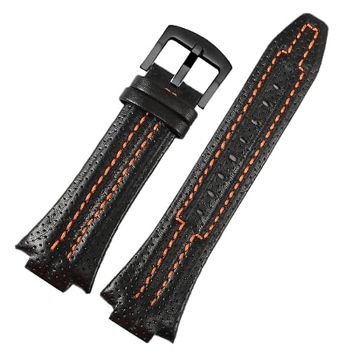 MBUIOPJ Kompatibel mit Seiko Sportura SNL029P2-SNL021P1 SNL595P2 SNL017P1 Lederarmband Herrenarmband Armband Gürtel 27mmx15 Konvexe Öffnung von MBUIOPJ