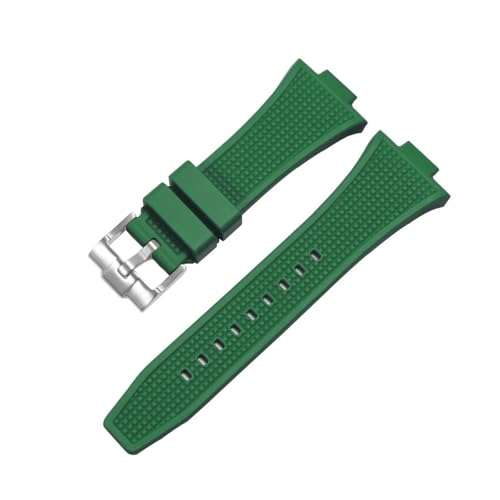 MBUIOPJ Kompatibel mit Tissot PRX-Serie T137.407/T137.410 Super Player Gummi-Silikon-Schnellverschluss-Uhrenarmband 26–12 mm(Green Silver buckle) von MBUIOPJ