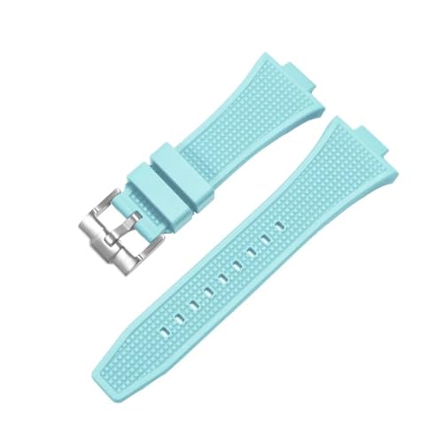MBUIOPJ Kompatibel mit Tissot PRX-Serie T137.407/T137.410 Super Player Gummi-Silikon-Schnellverschluss-Uhrenarmband 26–12 mm(Light blue Silver) von MBUIOPJ