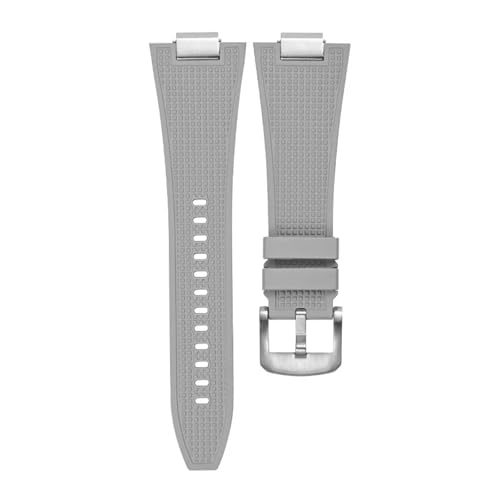 MBUIOPJ Release 27 mm Silikon-Uhrenarmband, kompatibel mit Tissot PRX T137.407 T137.410 Fluorkautschuk-Armband, Herrenarmband(Grey-silver) von MBUIOPJ