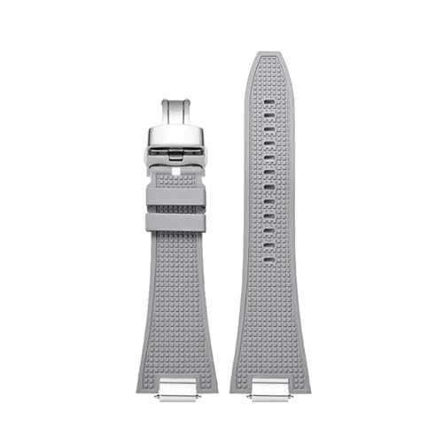 MBUIOPJ Schnellverschluss-Uhrenarmband aus Silikon, 27 mm, kompatibel mit Tissot PRX T137.407 T137.410, Fluorkautschuk-Armband for Herren(Grey-silver4) von MBUIOPJ