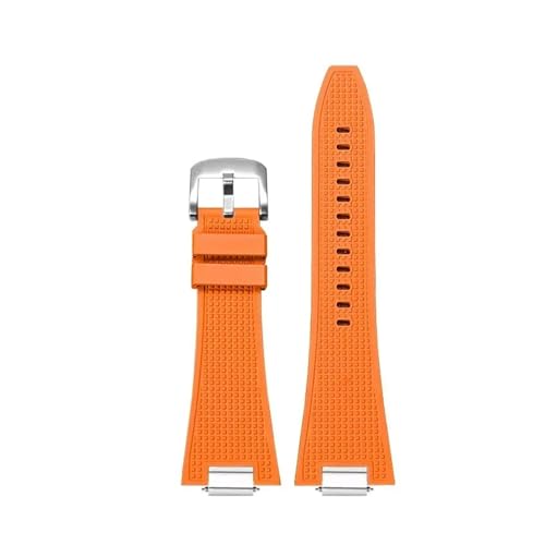 MBUIOPJ Schnellverschluss-Uhrenarmband aus Silikon, 27 mm, kompatibel mit Tissot PRX T137.407 T137.410, Fluorkautschuk-Armband for Herren(Orange-silver) von MBUIOPJ