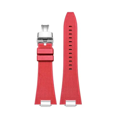 MBUIOPJ Schnellverschluss-Uhrenarmband aus Silikon, 27 mm, kompatibel mit Tissot PRX T137.407 T137.410, Fluorkautschuk-Armband for Herren(Red-silver3) von MBUIOPJ