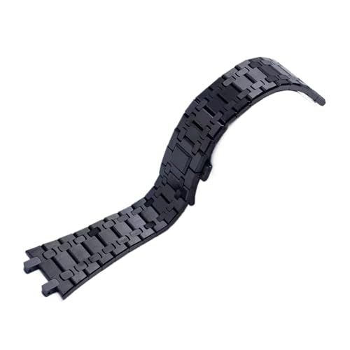 MBUIOPJ Schwarz Gold Silber Uhrenarmband 21mm 26mm Herren Damen Voll Edelstahl Uhrenarmband Armband Kompatibel mit AP ROYAL OAK Armband Faltschließe(Noir) von MBUIOPJ