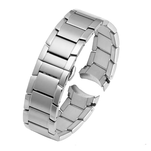 MBUIOPJ Solides Armband mit gebogenem Ende, kompatibel mit Armani AR2448 AR2447 AR2432 AR2433 AR2458 AR2434 AR245, Armband aus Stahl, Uhrenkette, 22 mm(Silver) von MBUIOPJ