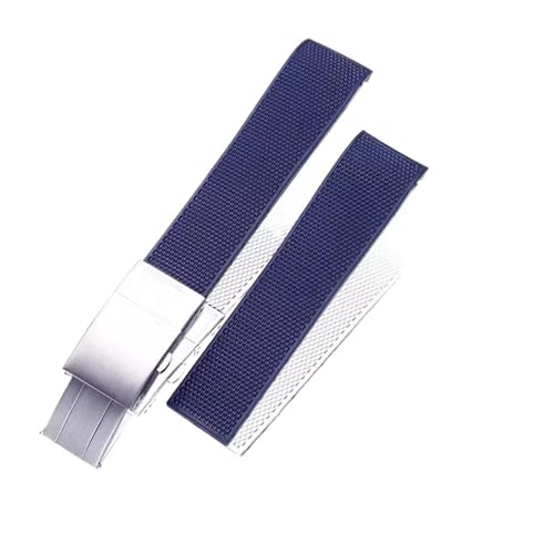 MBUIOPJ Uhrenarmband aus Gummi und Silikon, wasserdicht, kompatibel mit Longines-Armband, kompatibel mit Conquest HydroConquest L3.742 782 Series, 21 mm(Blue-silver) von MBUIOPJ