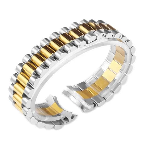 MBUIOPJ Uhrenzubehörband aus massivem Edelstahl, kompatibel mit Rolex DATEJUST DAY-DATE OYSTERPERTUAL DATE 904L Armband 17 mm 20 mm 21 mm(Silver Gold 3,20mm) von MBUIOPJ