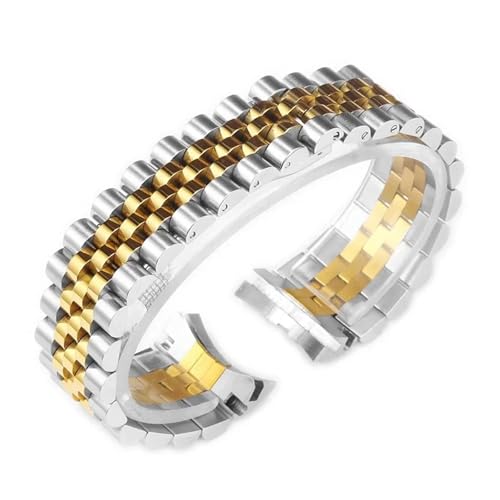 MBUIOPJ Uhrenzubehörband aus massivem Edelstahl, kompatibel mit Rolex DATEJUST DAY-DATE OYSTERPERTUAL DATE 904L Armband 17 mm 20 mm 21 mm(Silver Gold 5,20mm) von MBUIOPJ