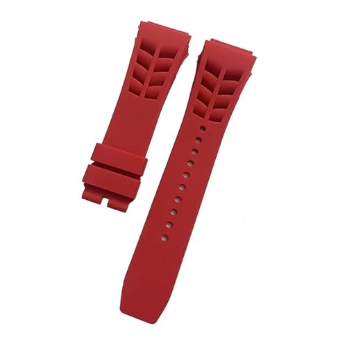MBUIOPJ Weiches, buntes Naturkautschuk-Armband, kompatibel mit Richard Mille-Uhrenarmband, Rohohr-Typ, 25 mm x 20 m(Red,25mm black buckle) von MBUIOPJ