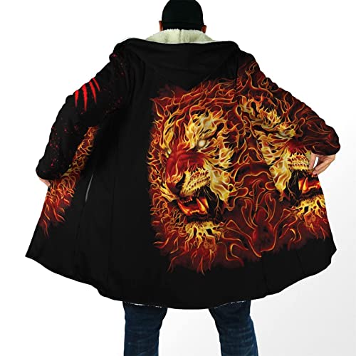 Kapuzenjacke Herren Winterjacke Umhang Steampunk Herz der Mechanik 3D Drucken Langarm Freizeitjacke Mittel und lang Windbreaker Sherpa Fleece Coat Verdicken Warm halten Mantel_4XL von MBWLKJ