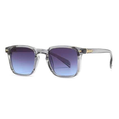 MBXLDGFD New 2025 Sonnenbrille grey brown square sunglasses for men uv400 male classic driving sun glasses for women PC frame female(Gray With Blue) von MBXLDGFD