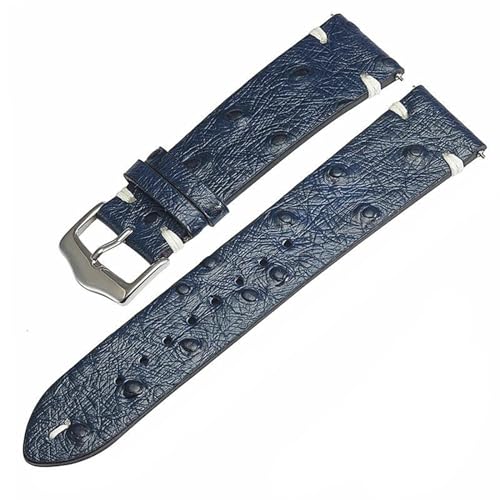 Echte Leder -Strauß -Muster -Uhr -Band für Männer Frauen Schnellfreisetzung Armband, Blau, 22mm Width von MBello