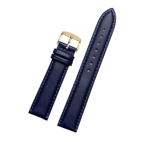 Echtes Lederarmband Uhrengurt für Männer Frauen Uhrenband Uhr Accessoires, Blue Pin Gold, 20mm von MBello