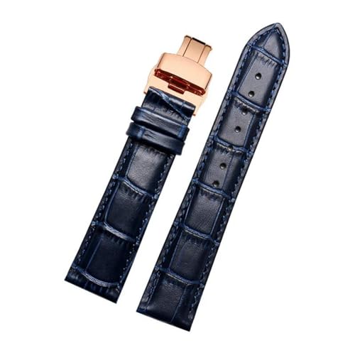 Echtes Lederarmband Uhrengurt für Männer Frauen Uhrenband Uhr Accessoires, Dunkelblaue Rose, 16mm von MBello