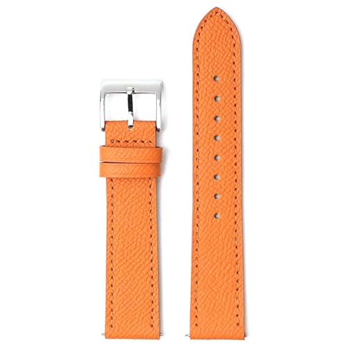 MBello Echtes Lederarmband, Schnellverschluss, Edelstahlschnalle, für Herren und Damen, Rindsleder, Ersatz für Armband, Uhrenarmband, Gürtel, Orange, 20mm von MBello