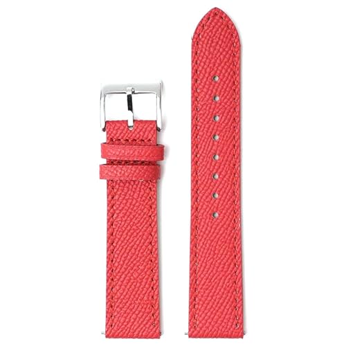 MBello Echtes Lederarmband, Schnellverschluss, Edelstahlschnalle, für Herren und Damen, Rindsleder, Ersatz für Armband, Uhrenarmband, Gürtel, Rot, 22mm von MBello