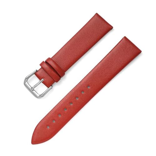 MBello Echtleder-Uhrenarmband, ultradünn, weich, wasserdicht, Red, 10mm von MBello