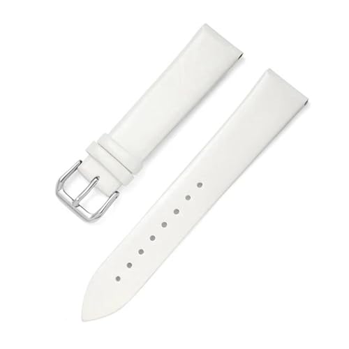 MBello Echtleder-Uhrenarmband, ultradünn, weich, wasserdicht, White, 12mm von MBello
