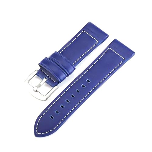 MBello Hochwertige echte Leder -Uhrengurte weiche wasserdichte Uhrenbandarmband Pin Schnalle Accessoires Accessoires, Blau, 22mm von MBello
