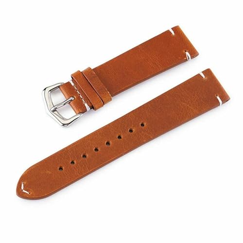 MBello Kalb Leder Watch Band Uhrengurtstiche echtes Leder Uhren -Retro -Handgelenkband, Braun, 22mm von MBello