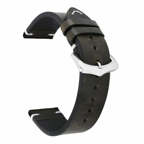 MBello Kalb Leder Watch Band Uhrengurtstiche echtes Leder Uhren -Retro -Handgelenkband, Grau Grün, 20mm von MBello