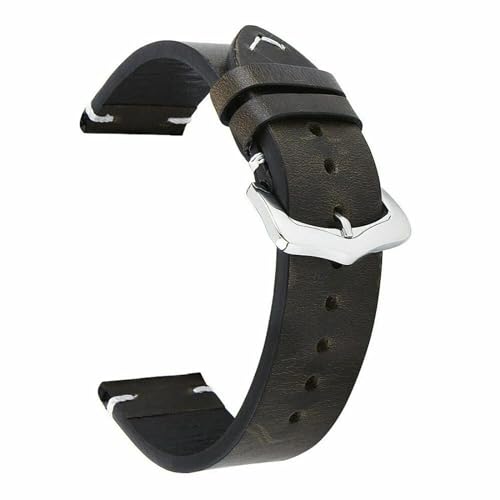 MBello Kalb Leder Watch Band Uhrengurtstiche echtes Leder Uhren -Retro -Handgelenkband, Grau Grün, 21mm von MBello