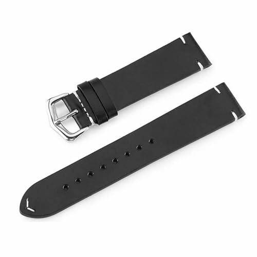 MBello Kalb Leder Watch Band Uhrengurtstiche echtes Leder Uhren -Retro -Handgelenkband, Schwarz, 24mm von MBello