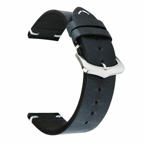 MBello Kalb Leder Watch Band Uhrengurtstiche echtes Leder Uhren -Retro -Handgelenkband, Tiefes Blau, 19mm von MBello