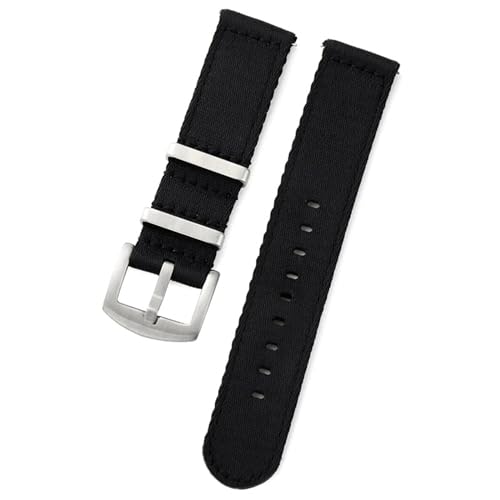 MBello Nylon Uhrengurt Premium Smooth Weiches Nylon Sportersatz Band Schnellfreisetzung Universal Canvas Armband Watchband, A1.black, 20mm von MBello