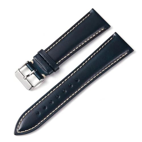 MBello Ölwachs echtes Leder Uhrengurte Cowhide Watchbänder Retro -Armband handgefertigtes Armband, Blau, 18mm von MBello