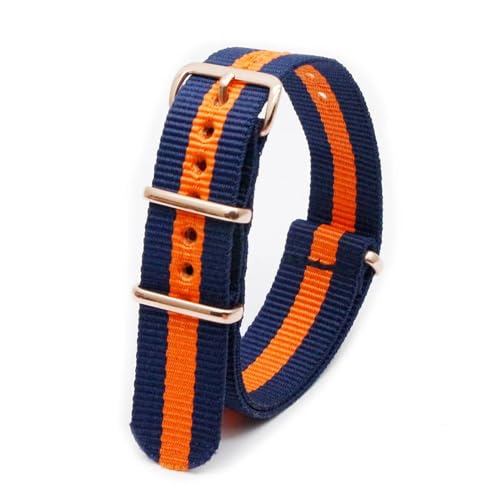 MBello Premium-Nylonarmband, goldene Schnalle, langlebig, atmungsaktiv, für Damen und Herren, Canvas-Gewebe, Armband, Ringschnalle, Grauorange, 18mm von MBello