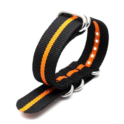 MBello Premium-Nylonarmband, goldene Schnalle, langlebig, atmungsaktiv, für Damen und Herren, Canvas-Gewebe, Armband, Ringschnalle, Orange, 20mm von MBello