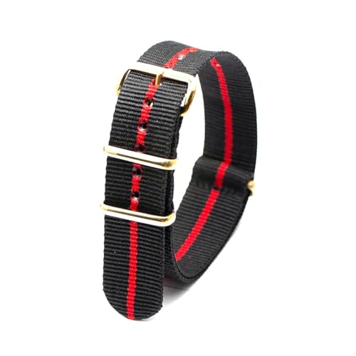 MBello Premium-Nylonarmband, goldene Schnalle, langlebig, atmungsaktiv, für Damen und Herren, Canvas-Gewebe, Armband, Ringschnalle, Rot, 18mm von MBello