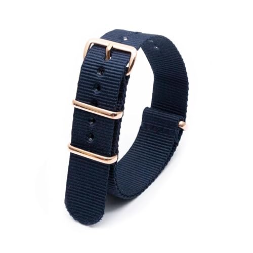 MBello Premium-Nylonarmband, goldene Schnalle, langlebig, atmungsaktiv, für Damen und Herren, Canvas-Gewebe, Armband, Ringschnalle, Schwarz-Weiss, 22mm von MBello