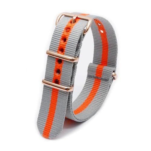 MBello Premium-Nylonarmband, goldene Schnalle, langlebig, atmungsaktiv, für Damen und Herren, Canvas-Gewebe, Armband, Ringschnalle, Schwarzgrau, 24mm von MBello