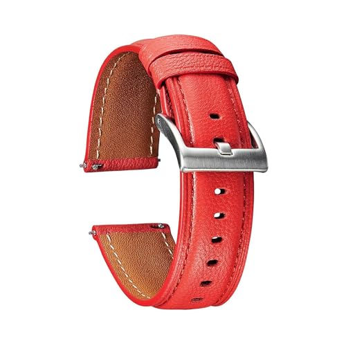 MBello Uhrenarmband aus Ziegenleder, weich, bequem, universelles Armband für Herren und Damen, Red, 20mm von MBello