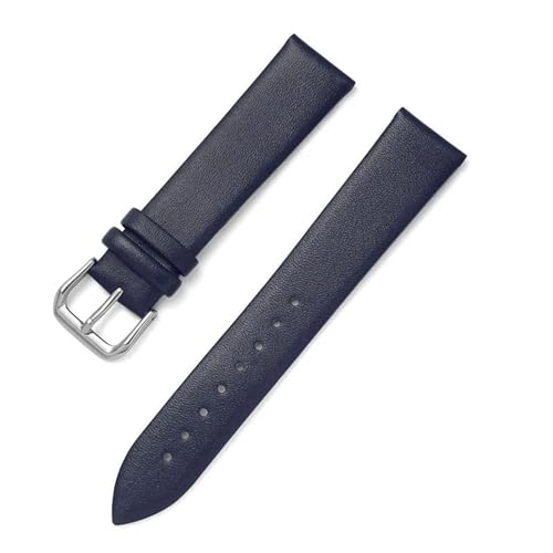 MBello Uhrengurt Ultra dünn flach ersetzt echtes Leder -Uhren -Band Handgelenk Armband, Dunkelblau, 14mm von MBello