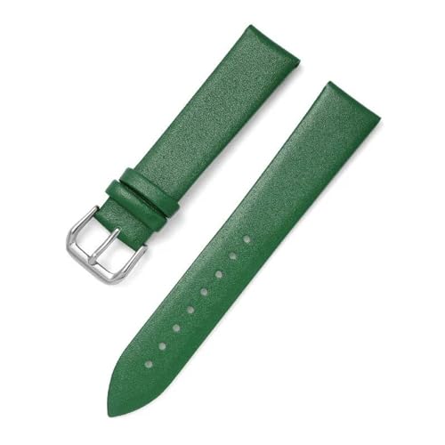 MBello Uhrengurt Ultra dünn flach ersetzt echtes Leder -Uhren -Band Handgelenk Armband, Grün, 18mm von MBello