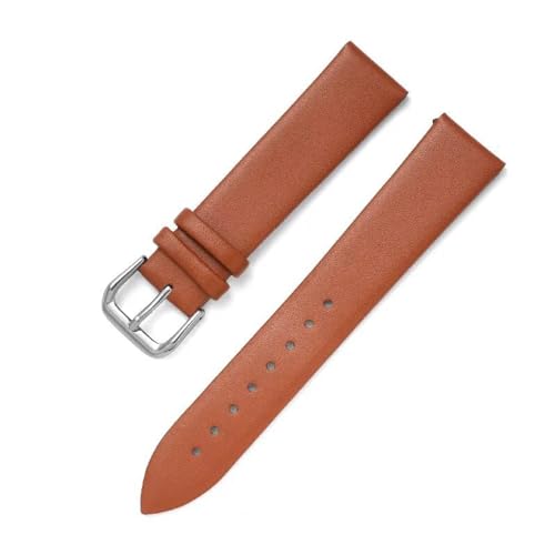 MBello Uhrengurt Ultra dünn flach ersetzt echtes Leder -Uhren -Band Handgelenk Armband, Hellbraun, 14mm von MBello
