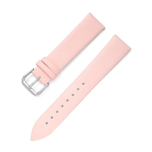 MBello Uhrengurt Ultra dünn flach ersetzt echtes Leder -Uhren -Band Handgelenk Armband, Rosa, 17mm von MBello