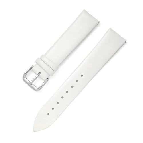 MBello Uhrengurt Ultra dünn flach ersetzt echtes Leder -Uhren -Band Handgelenk Armband, Weiß, 14mm von MBello