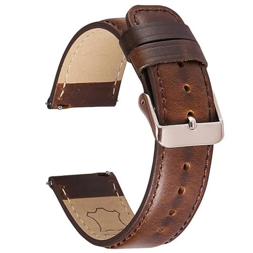 Vintage Cow Leder Uhrengurt Schnellveröffentlichung Armband Männer Armband Uhr Accessoires Accessoires, Dunkelbraun-Rosegold, 22mm von MBello