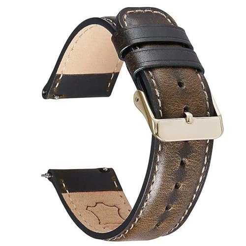 Vintage Cow Leder Uhrengurt Schnellveröffentlichung Armband Männer Armband Uhr Accessoires Accessoires, Dunkelgrünes Gold, 20mm von MBello