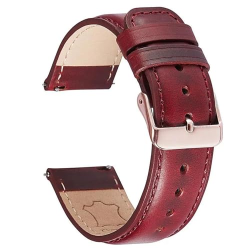 Vintage Cow Leder Uhrengurt Schnellveröffentlichung Armband Männer Armband Uhr Accessoires Accessoires, Rot-Rosegold, 20mm von MBello