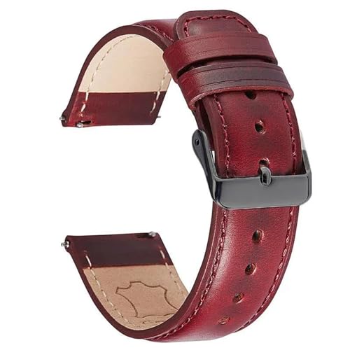 Vintage Cow Leder Uhrengurt Schnellveröffentlichung Armband Männer Armband Uhr Accessoires Accessoires, Rot schwarz, 20mm von MBello